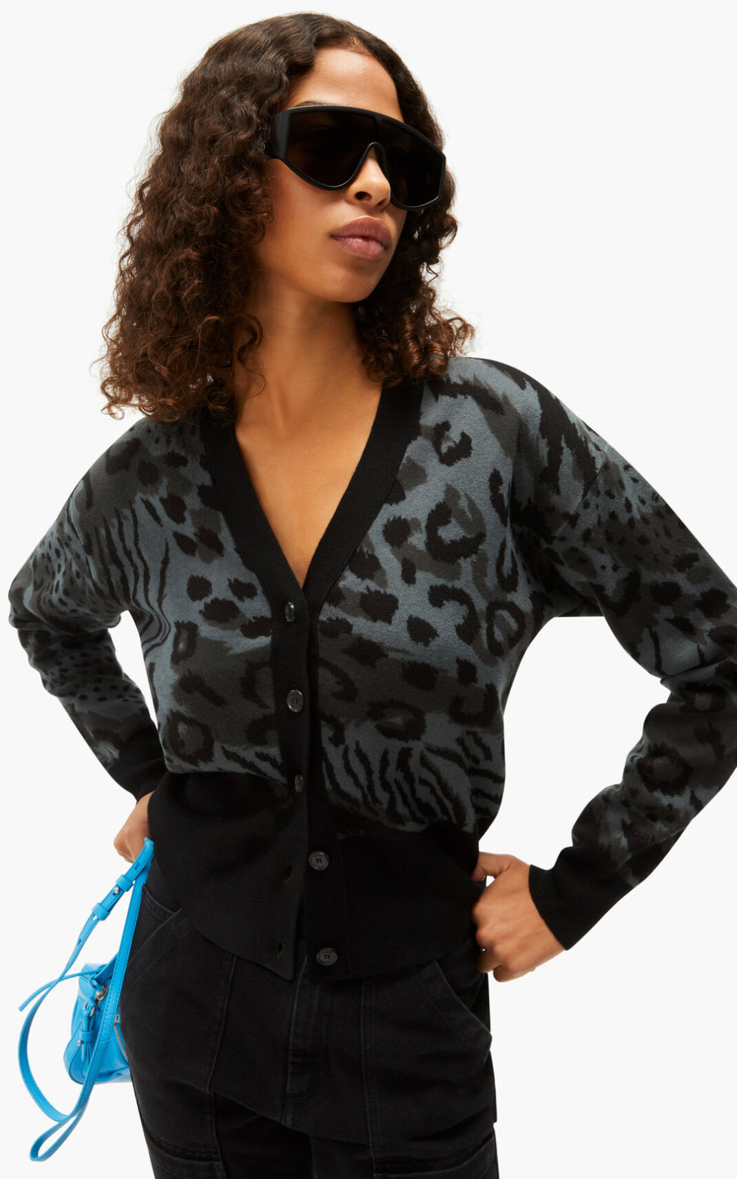 Kenzo Archive Leopard merino wool Cardigan Dame - Grå DK-829268